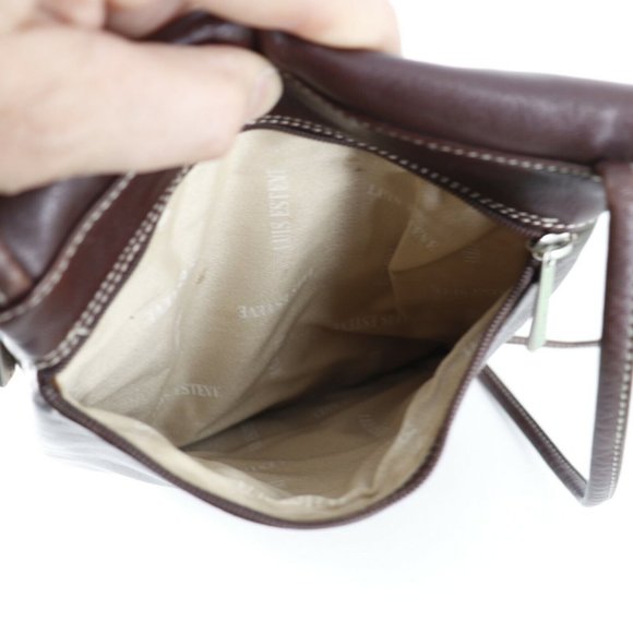 Luis Esteve Crossbody Handbag Womens Small Cream Brown Leather Lined Pockets - Picture 11 of 11